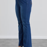 Bootcut τζιν με ελαστική μέση  σε μεγάλα μεγέθη- Μπλε