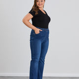 Bootcut τζιν με ελαστική μέση  σε μεγάλα μεγέθη- Μπλε