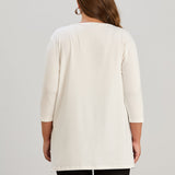 Γυναικείο τουνίκ με στάμπα "Happiness" - Εκρού