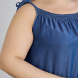 Denim καλοκαιρινό φόρεμα Tencel με βολάν