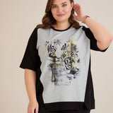 Βαμβακερό T-shirt με τύπωμα - Τίγρεις