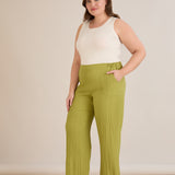 Παντελόνι από ελαφρύ ανάγλυφο ύφασμα –Λάιμ