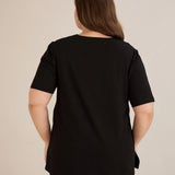 Βαμβακερό T-shirt με στάμπα και στρας “Beautiful”