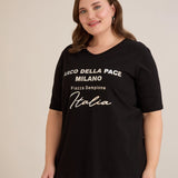 Βαμβακερό T-shirt με ασημί στάμπα “Italia”