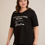 Βαμβακερό T-shirt με ασημί στάμπα “Italia”