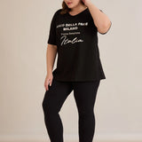 Βαμβακερό T-shirt με ασημί στάμπα “Italia”