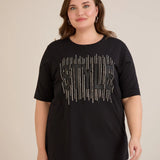 Βαμβακερό T-shirt με στάμπα και στρας “Style”