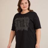 Βαμβακερό T-shirt με στάμπα και στρας “Style”