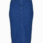 Denim φούστα από σφιχτό ύφασμα σε μεγάλα μεγέθη - Μπλε