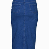 Denim φούστα από σφιχτό ύφασμα σε μεγάλα μεγέθη - Μπλε